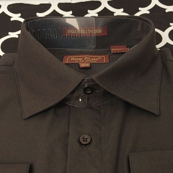 HENRI PICARD BY DON JONATHAN BLACK DRESS SHIRT. - Picture 3 of 3
